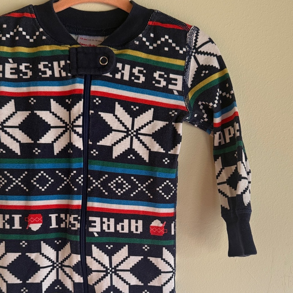 HANNA ANDERSON Baby Aprè Ski Navy and White Snowflake Onesie